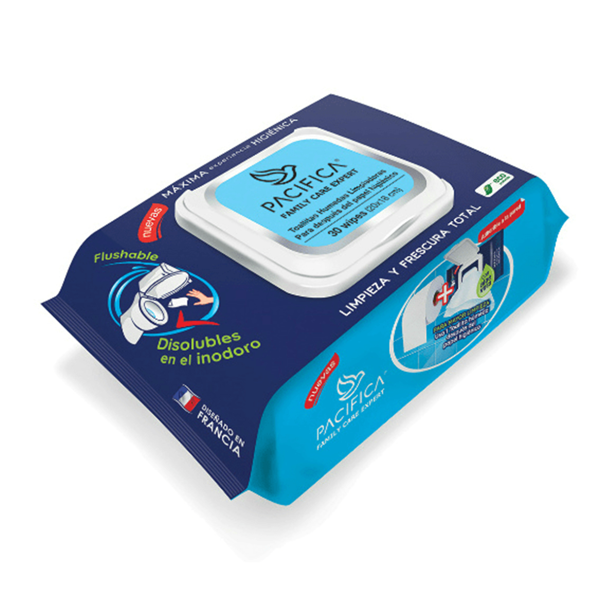 Toallitas Húmedas Pacifica Flushable 30 Toallitas