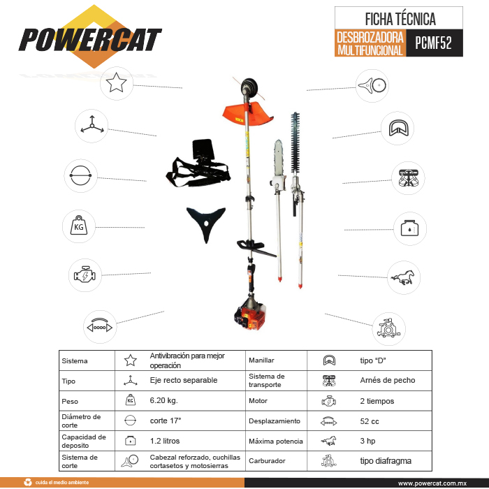 DESBROZADORA MULTIFUNCIONAL 52CC