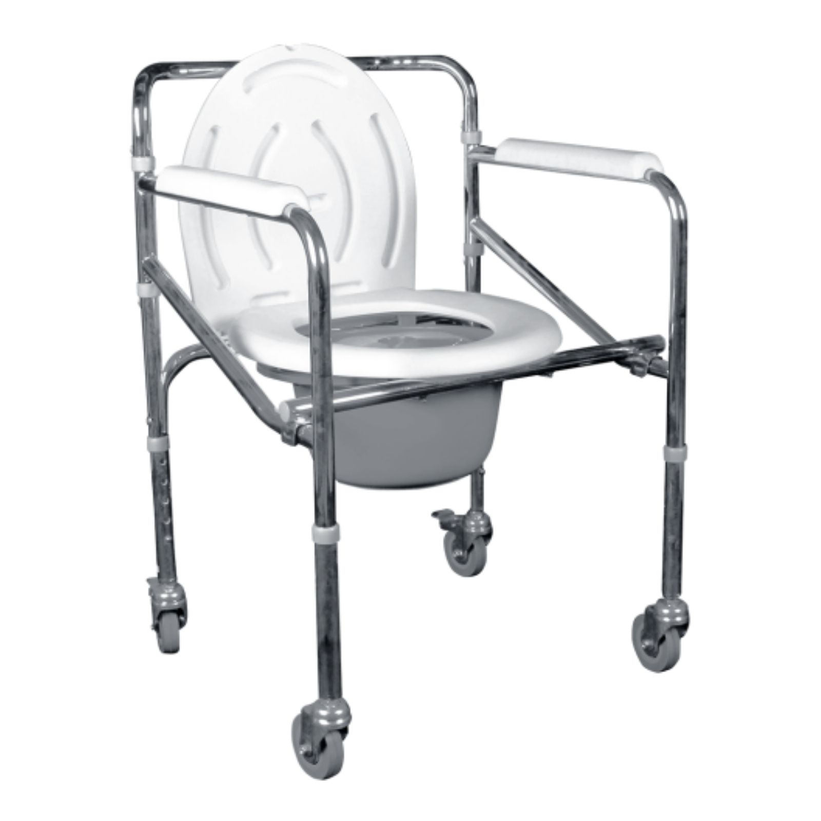 Silla Baño Discapacitado Comodo Plegable Cromado Con Ruedas