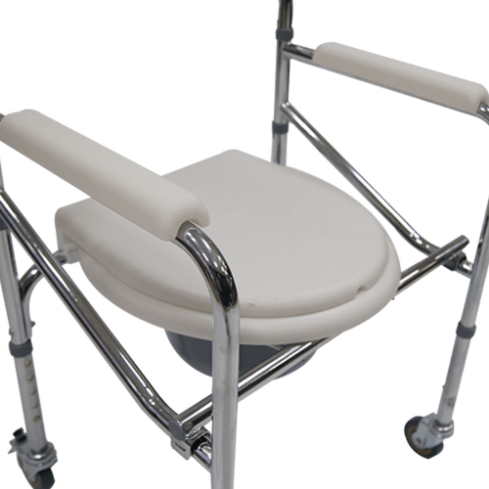 Silla Baño Discapacitado Comodo Plegable Cromado Con Ruedas