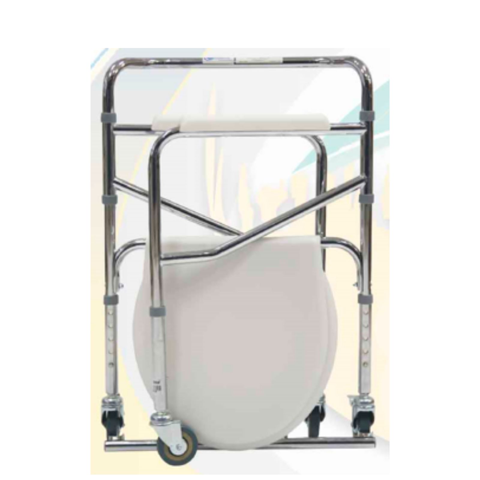 Silla Baño Discapacitado Comodo Plegable Cromado Con Ruedas