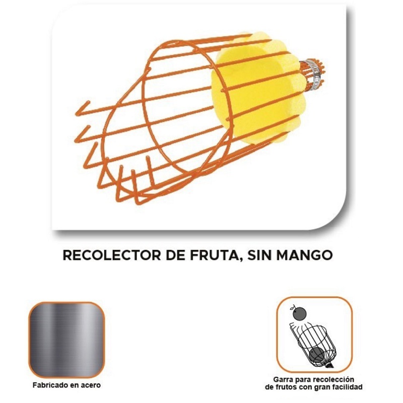Recolector de fruta, sin mango Canastilla con garras Fabricado en acero-ligero FRUT TRUPER 