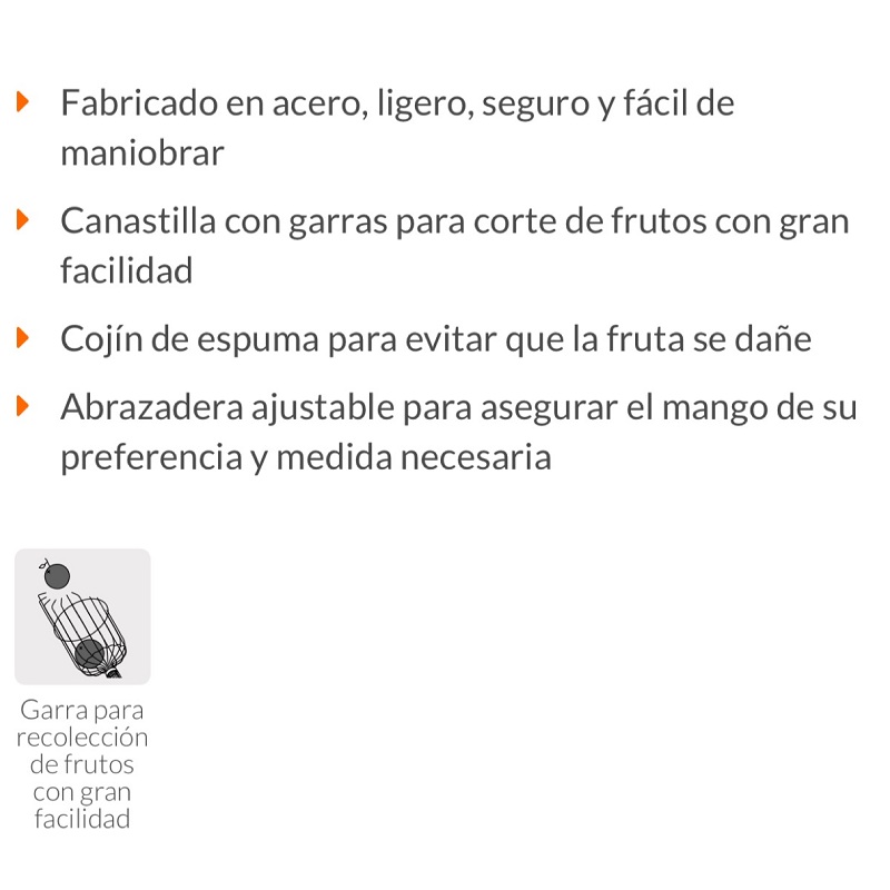 Recolector de fruta, sin mango Canastilla con garras Fabricado en acero-ligero FRUT TRUPER 