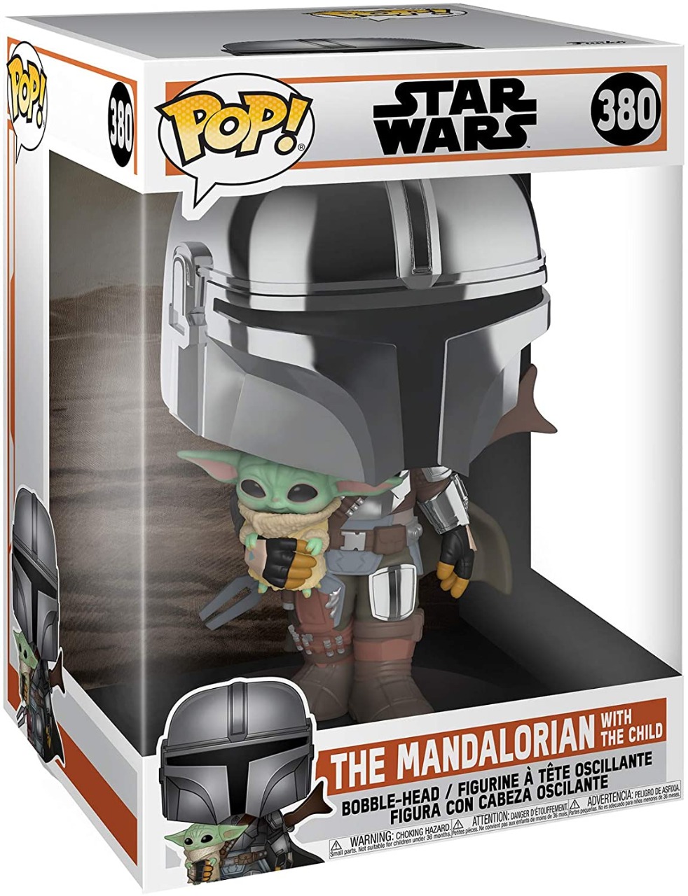 Funko Pop! Guerra de las Galaxias The Mandalorian Mandaloriano 380 Cromado De 10 Pulgadas Con El Niño Multicolor