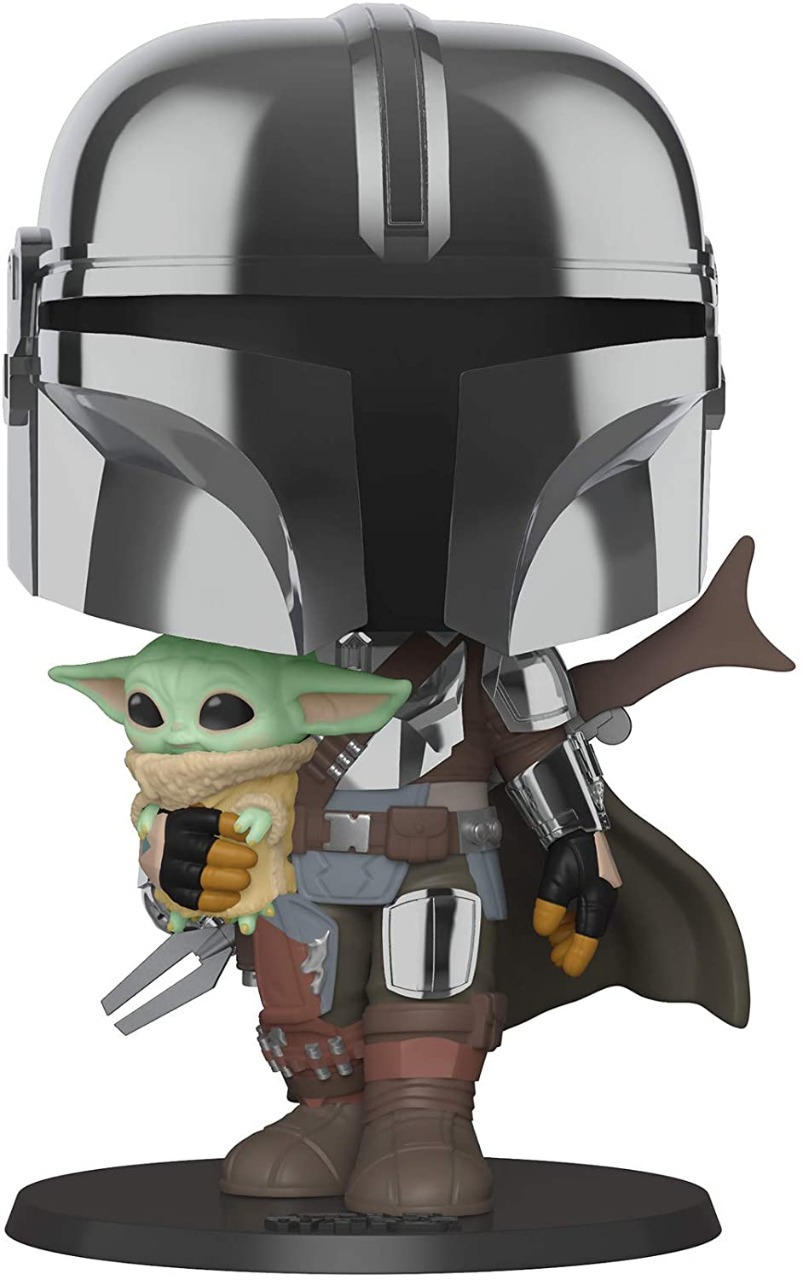 Funko Pop! Guerra de las Galaxias The Mandalorian Mandaloriano 380 Cromado De 10 Pulgadas Con El Niño Multicolor