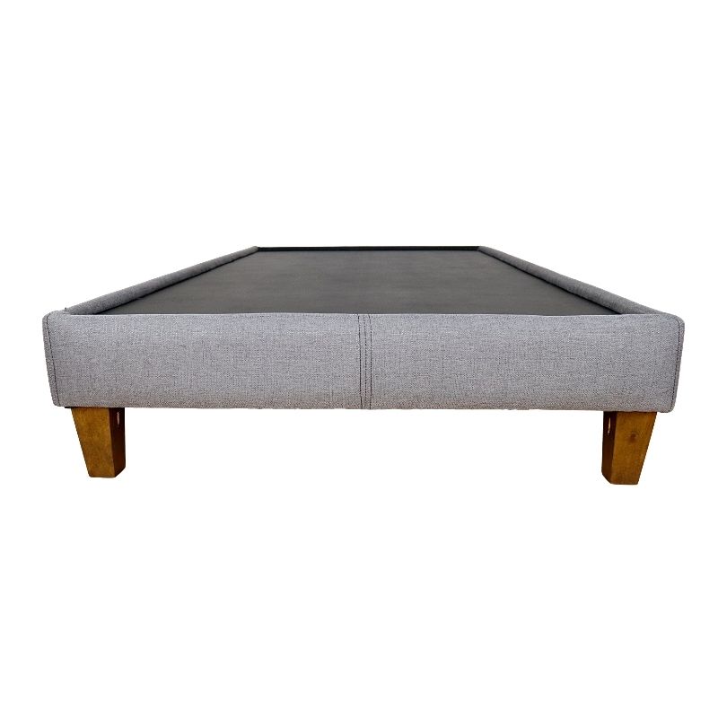 Base para Cama Individual NORVAL Muebles Base Nevada con patas Altas de Madera con Moderno tapiz en Lino Gris