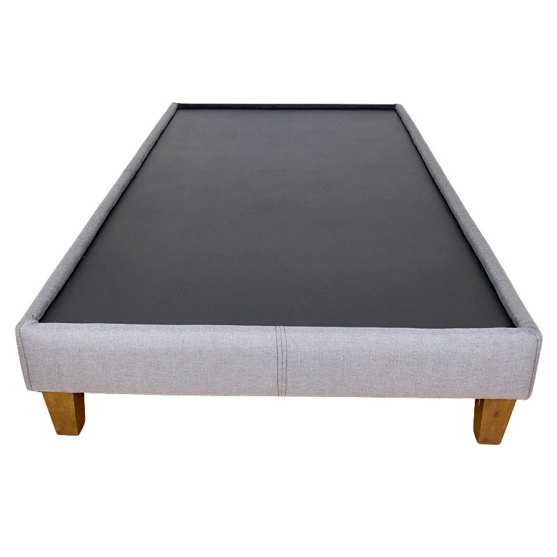 Base para Cama Individual NORVAL Muebles Base Nevada con patas Altas de Madera con Moderno tapiz en Lino Gris
