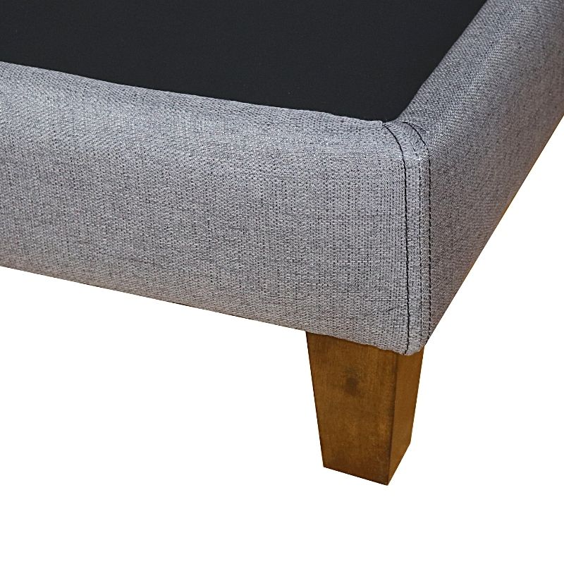 Base para Cama Individual NORVAL Muebles Base Nevada con patas Altas de Madera con Moderno tapiz en Lino Gris