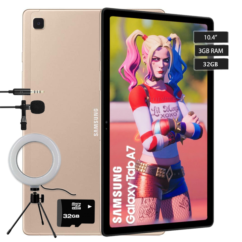 Tablet Samsung Galaxy Tab A7 10.4, 32 GB ROM, 3 GB RAM - Dorada + Aro de Luz