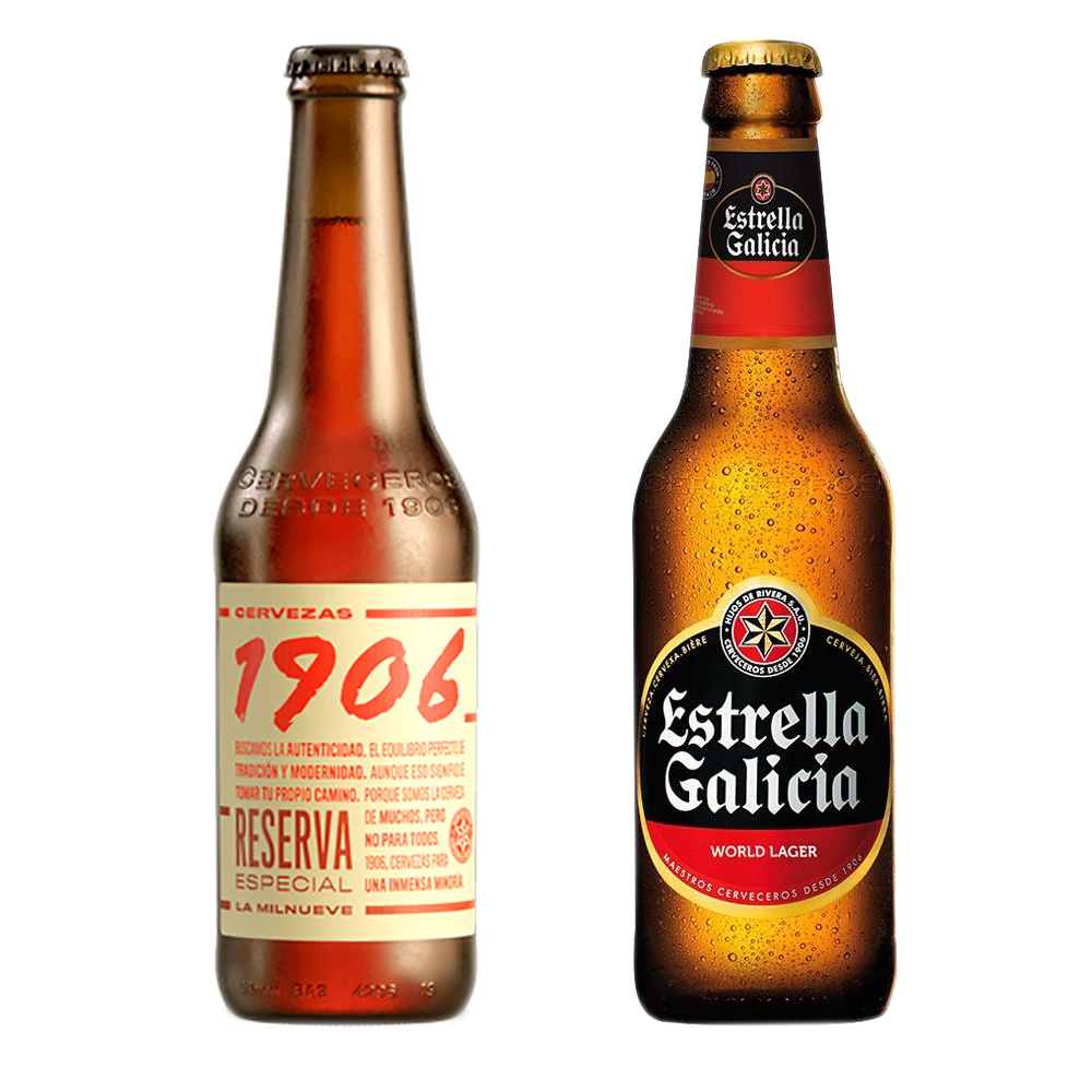CERVEZA 1906 ESPECIAL Y ESTRELLA GALICIA. DOCE / PACK DE 12. 6 C/U 330ML