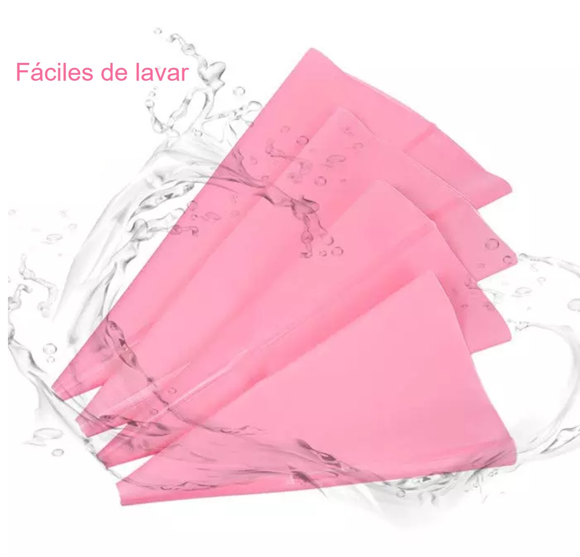 Set 4 Mangas pasteleras de Silicón Reusables, 4 tamaños diferentes, Rosa