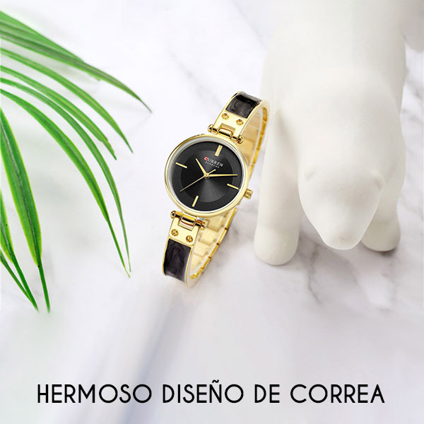Reloj Mujer Análogo Cuarzo, Extensible Polipiel, Modelo Clásico, Detalles Discretos, Broche de Hebil 