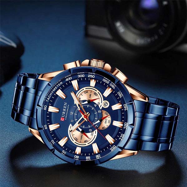 Reloj Hombre Ejecutivo, Elegante, Fechador, Subdiales decorativos, Movimiento Análogo con Correa de  
