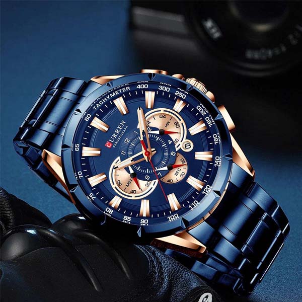 Reloj Hombre Ejecutivo, Elegante, Fechador, Subdiales decorativos, Movimiento Análogo con Correa de  
