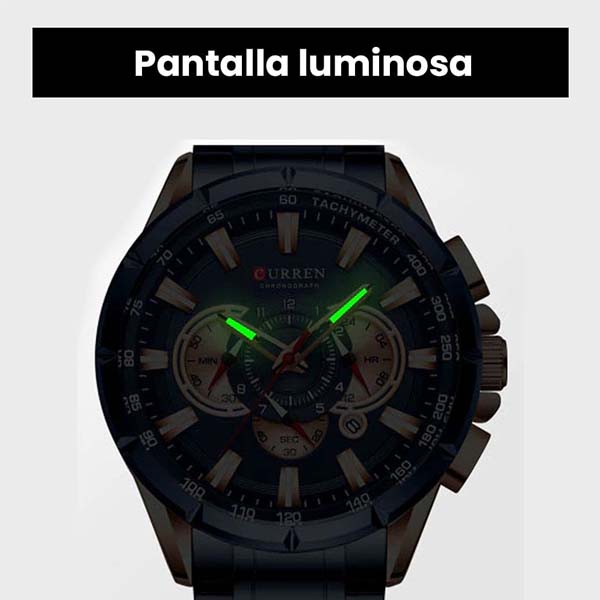 Reloj Hombre Ejecutivo, Elegante, Fechador, Subdiales decorativos, Movimiento Análogo con Correa de  