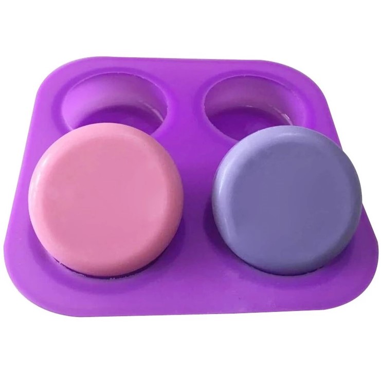 Molde de Silicón para 4 Jabones Redondos Circulares y Velas