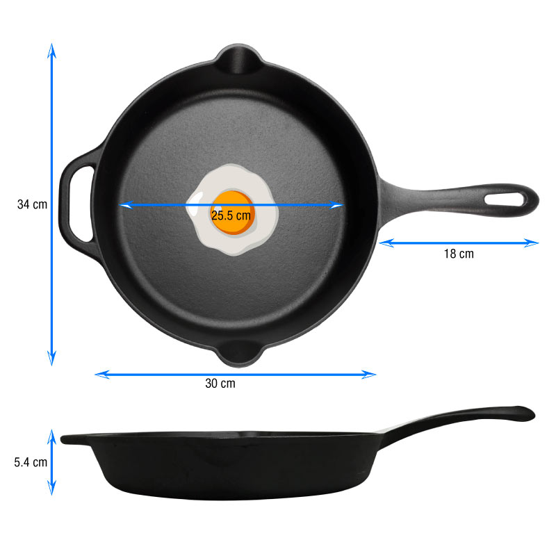 Sarten 30 cm/ 3 Litros Hierro Fundido marca Victoria
