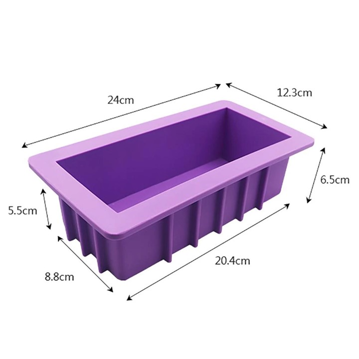 Molde de Silicón Rectangular para Jabón Artesanal en Barra 1 Lt, Morado