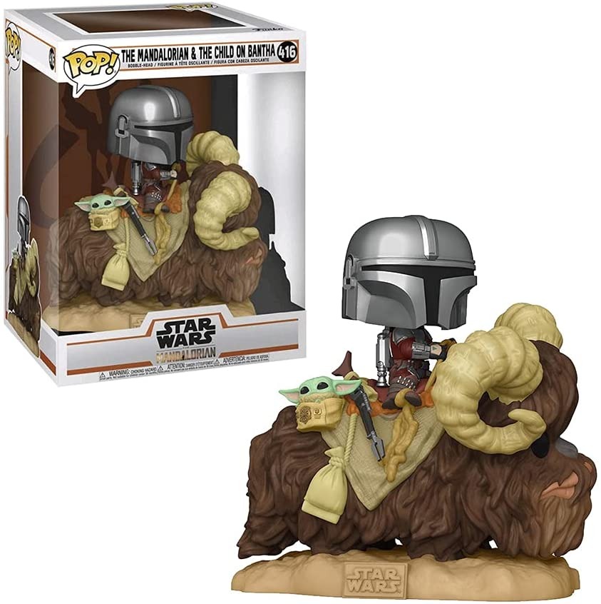 Pop! funko 416 Mandalorian The Child sobre bantha 3.75 pulgadas