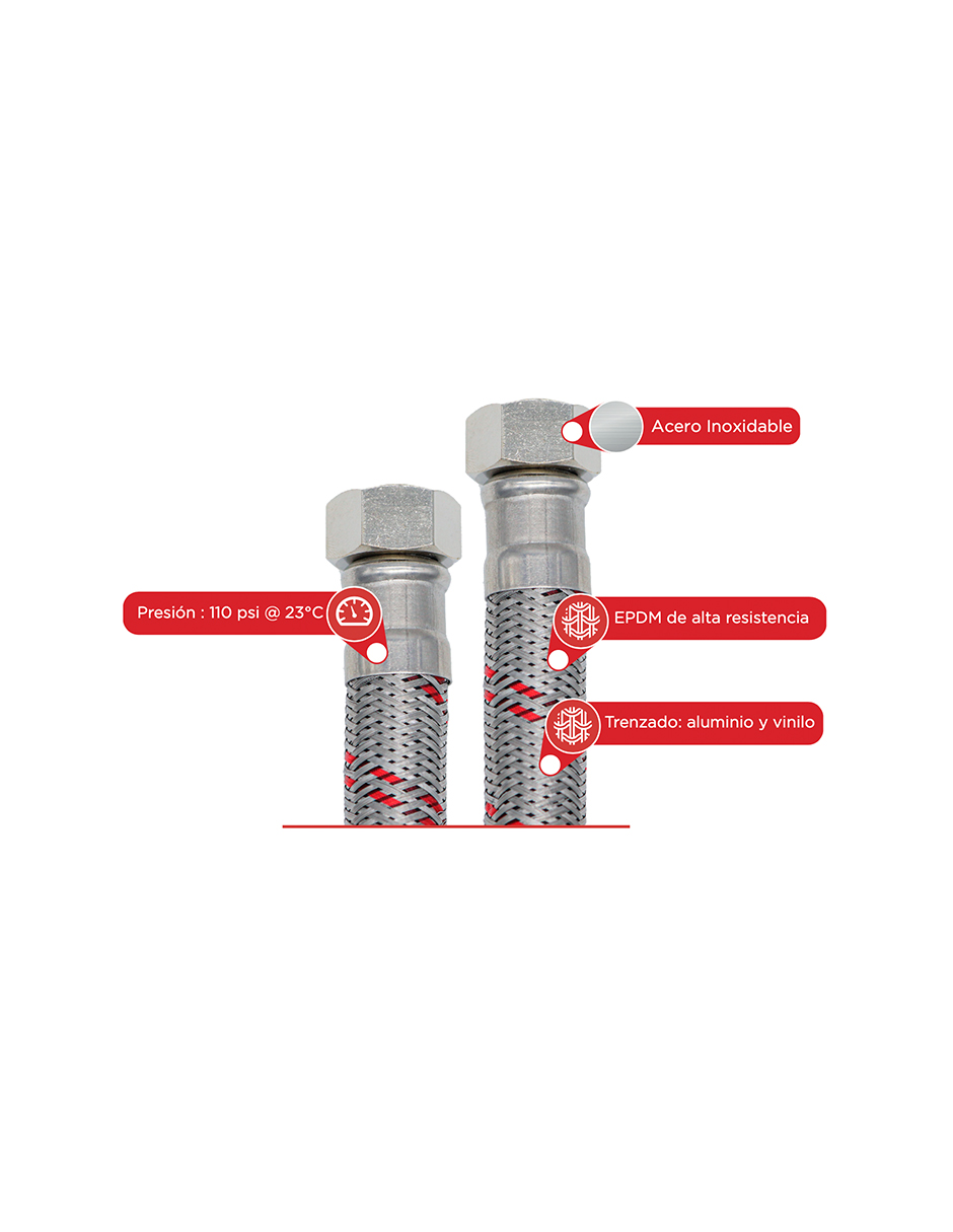 Manguera para Boiler 1/2" * 3/4" M 60 CM 