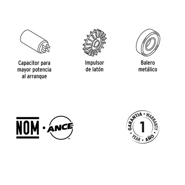 BOMBA ELÉCTRICA PERIFÉRICA PARA AGUA 1/2 HP PRETUL