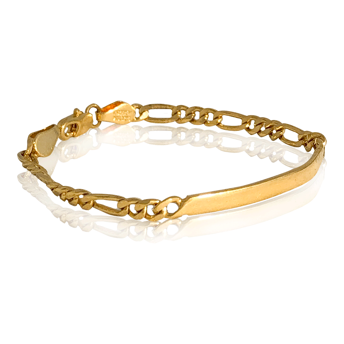 Esclava Pulsera Brazalete Oro 18K Laminado #020 Tejido Courtier Placa Delgada Lisa Largo 18 cm Ancho 3 cm