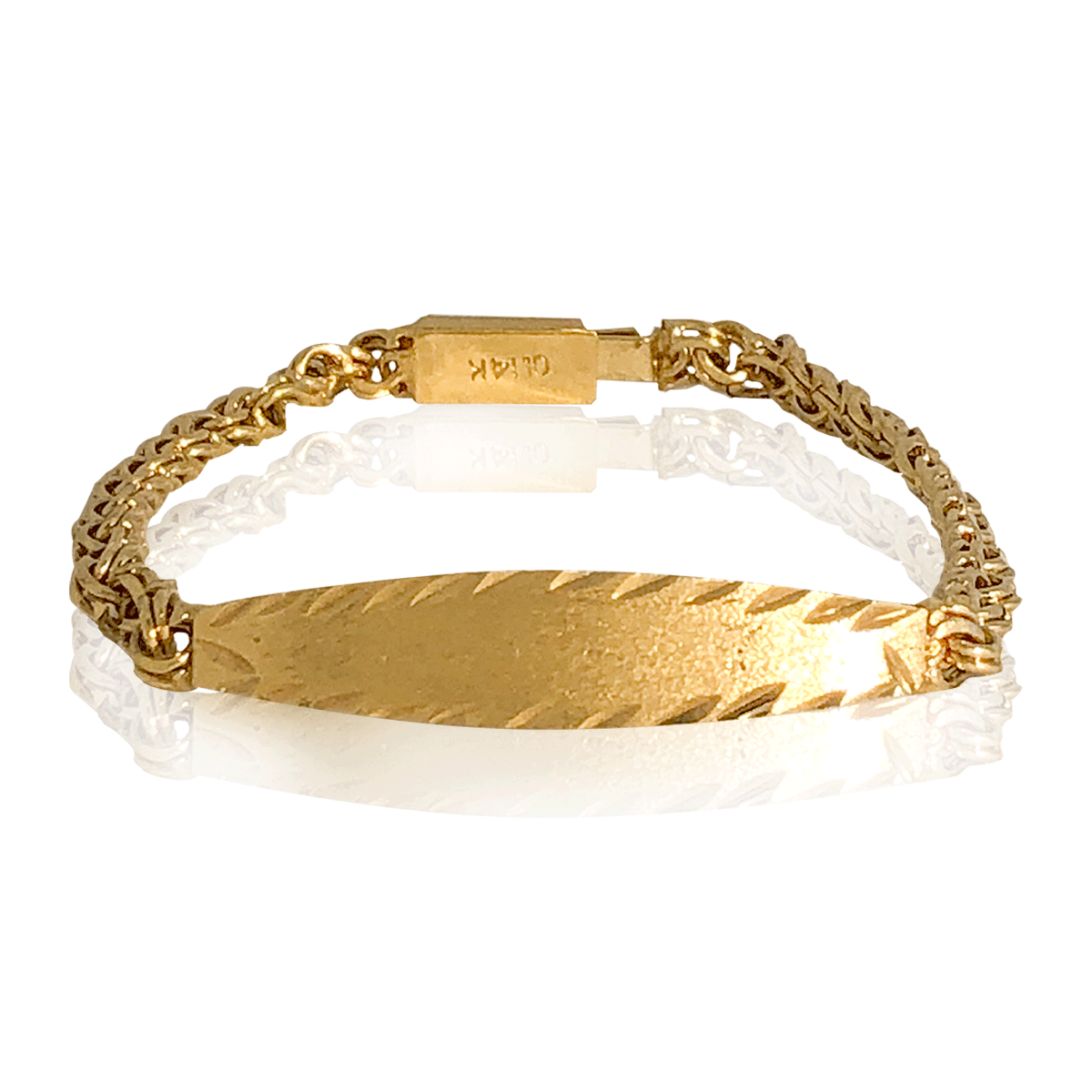 Esclava Pulsera Brazalete Oro 18K Laminado #023 , Tejido Chino , Placa Rayo Varios Picos Largo 20 cm Ancho 4 cm 