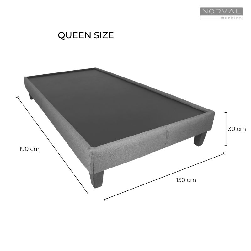 Base para Cama Queen Size NORVAL Muebles Base Nevada con patas Altas de Madera con Moderno tapiz en Lino Gris
