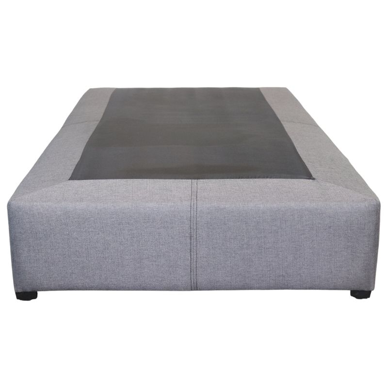Base para Cama Individual NORVAL Muebles Base de Madera con Moderno tapiz en Lino Gris