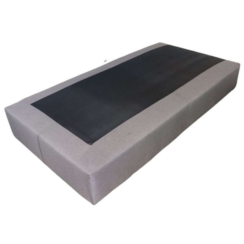 Base para Cama Individual NORVAL Muebles Base de Madera con Moderno tapiz en Lino Gris