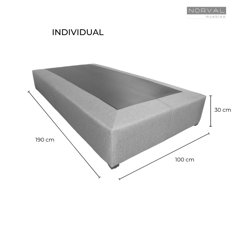 Base para Cama Individual NORVAL Muebles Base de Madera con Moderno tapiz en Lino Gris