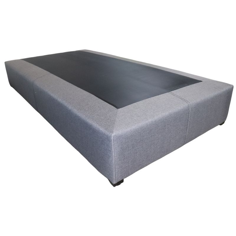 Base para Cama Individual NORVAL Muebles Base de Madera con Moderno tapiz en Lino Gris