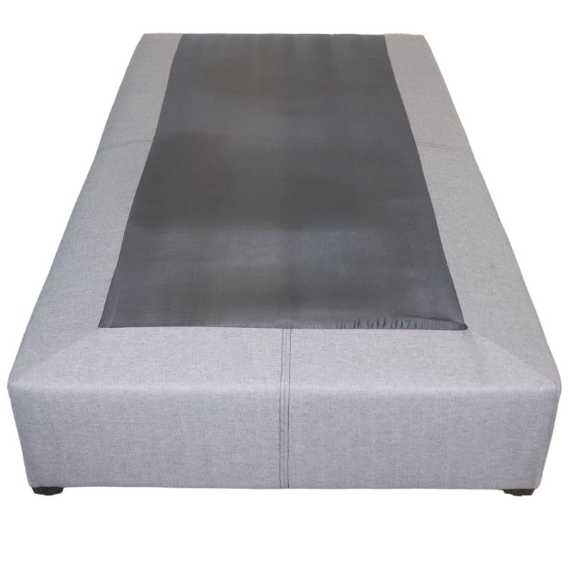 Base para Cama Individual NORVAL Muebles Base de Madera con Moderno tapiz en Lino Gris