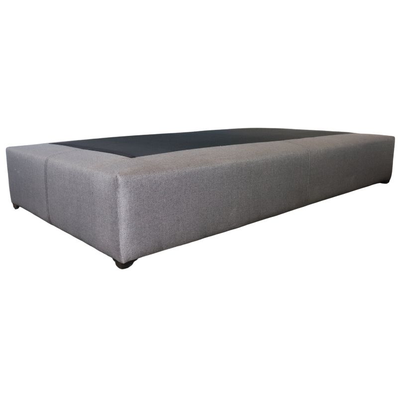 Base para Cama Individual NORVAL Muebles Base de Madera con Moderno tapiz en Lino Gris