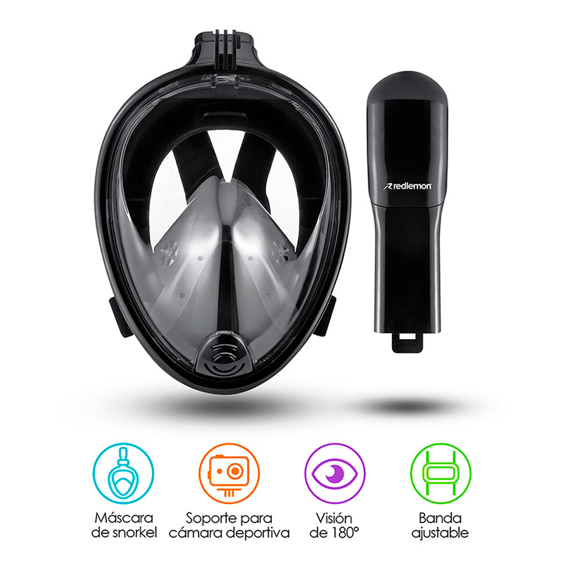 Máscara de Snorkel con Soporte para Cámara tipo GoPro Talla M-L Redlemon