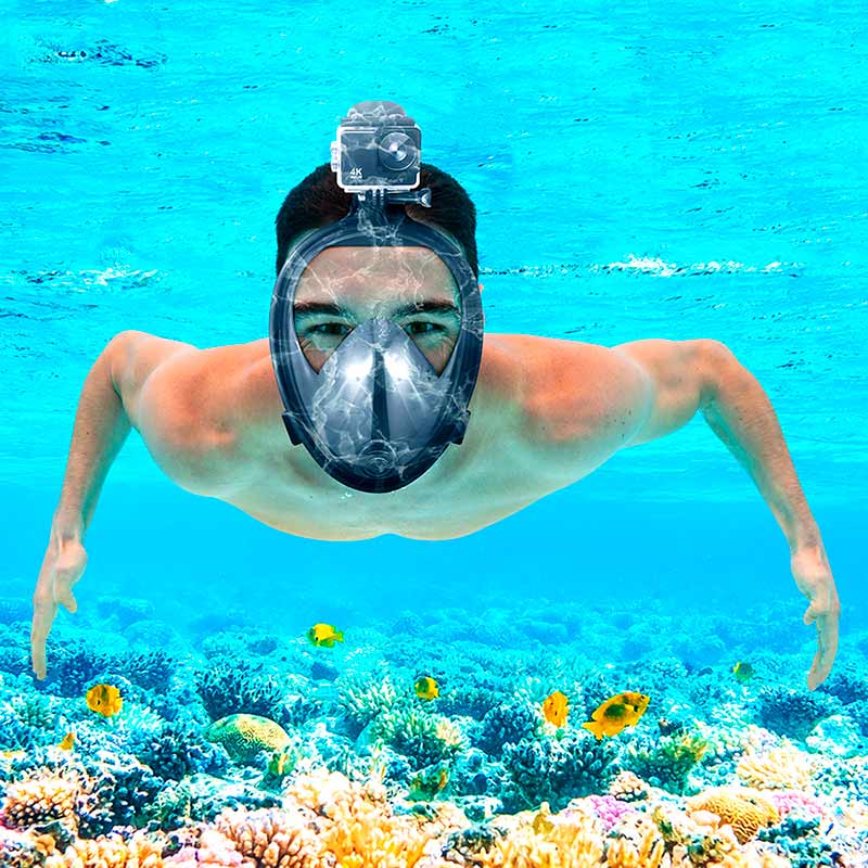 Máscara de Snorkel con Soporte para Cámara tipo GoPro Talla M-L Redlemon