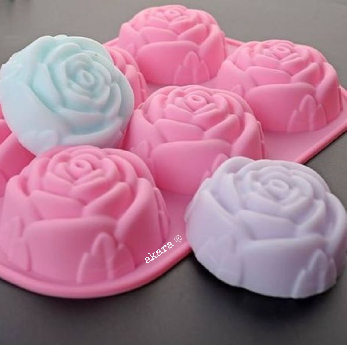 Molde de Silicón Flores Rosas 6 Cavidades para Repostería Jabones y Velas