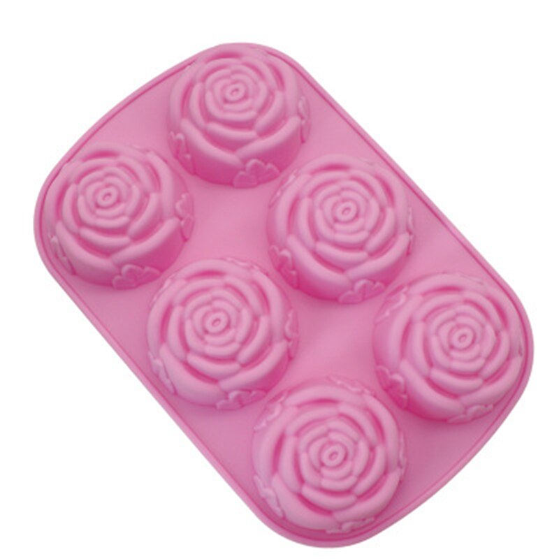 Molde de Silicón Flores Rosas 6 Cavidades para Repostería Jabones y Velas