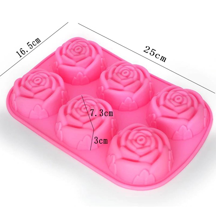 Molde de Silicón Flores Rosas 6 Cavidades para Repostería Jabones y Velas