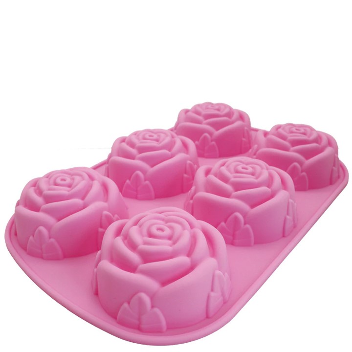 Molde de Silicón Flores Rosas 6 Cavidades para Repostería Jabones y Velas