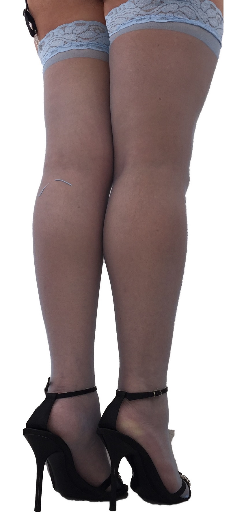 2 pares Medias con silicon, autohaderibles, 100% nylon, denier 10, transparencia "Sensual Dimention"