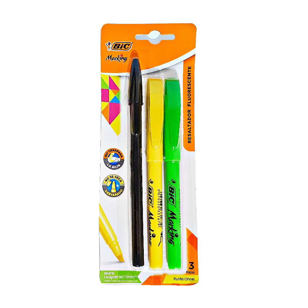 Marca Textos + Pluma Negra Kit Oficina Bic Paquete Especial Negro