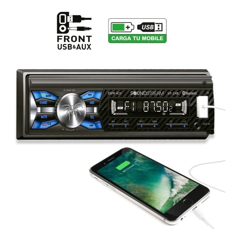 Autoestereo Soundstream Bluetooth Usb Caratula Desmonable XP-24B