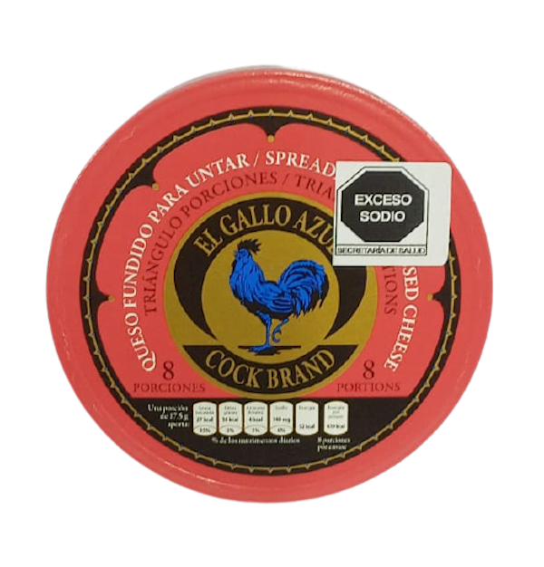 EL GALLO AZUL QUESO FUNDIDO EN PORCIONES DE 8 PZAS CAJA 140g 