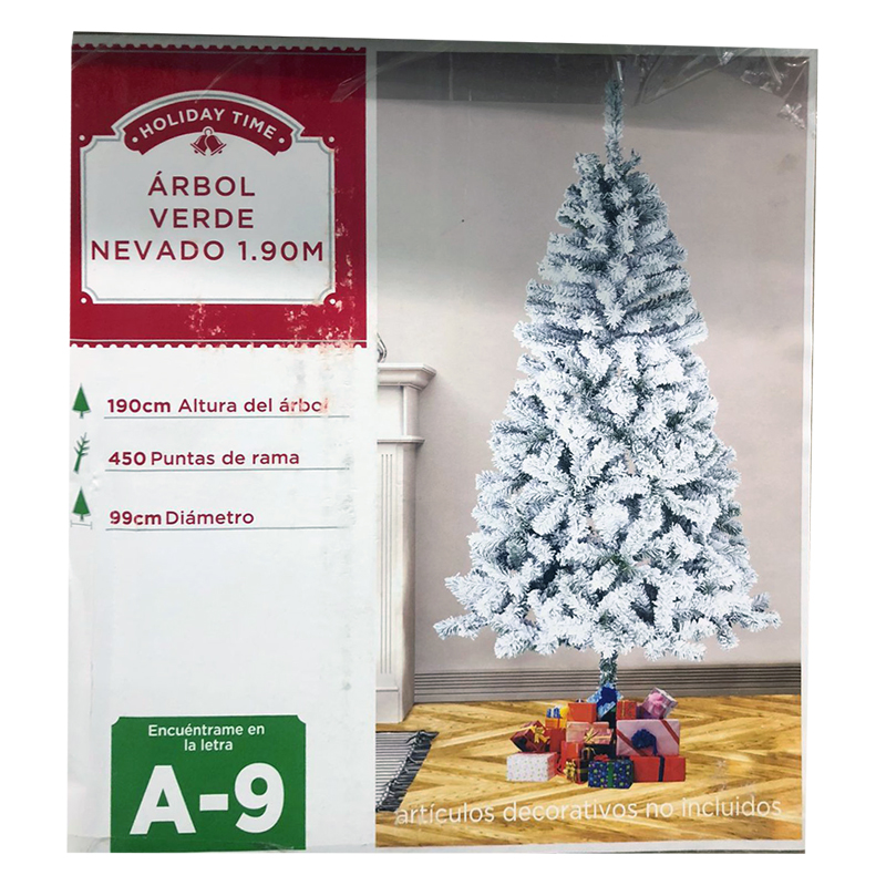 Arbol Navideño Pino de Navidad Artificial Holiday Time 1.90 m Nevado