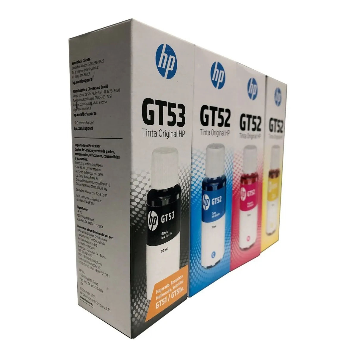 Combo 4 Botella Tinta Hp Gt53 Negro Gt52 Cian Magenta Amarillo Originales.