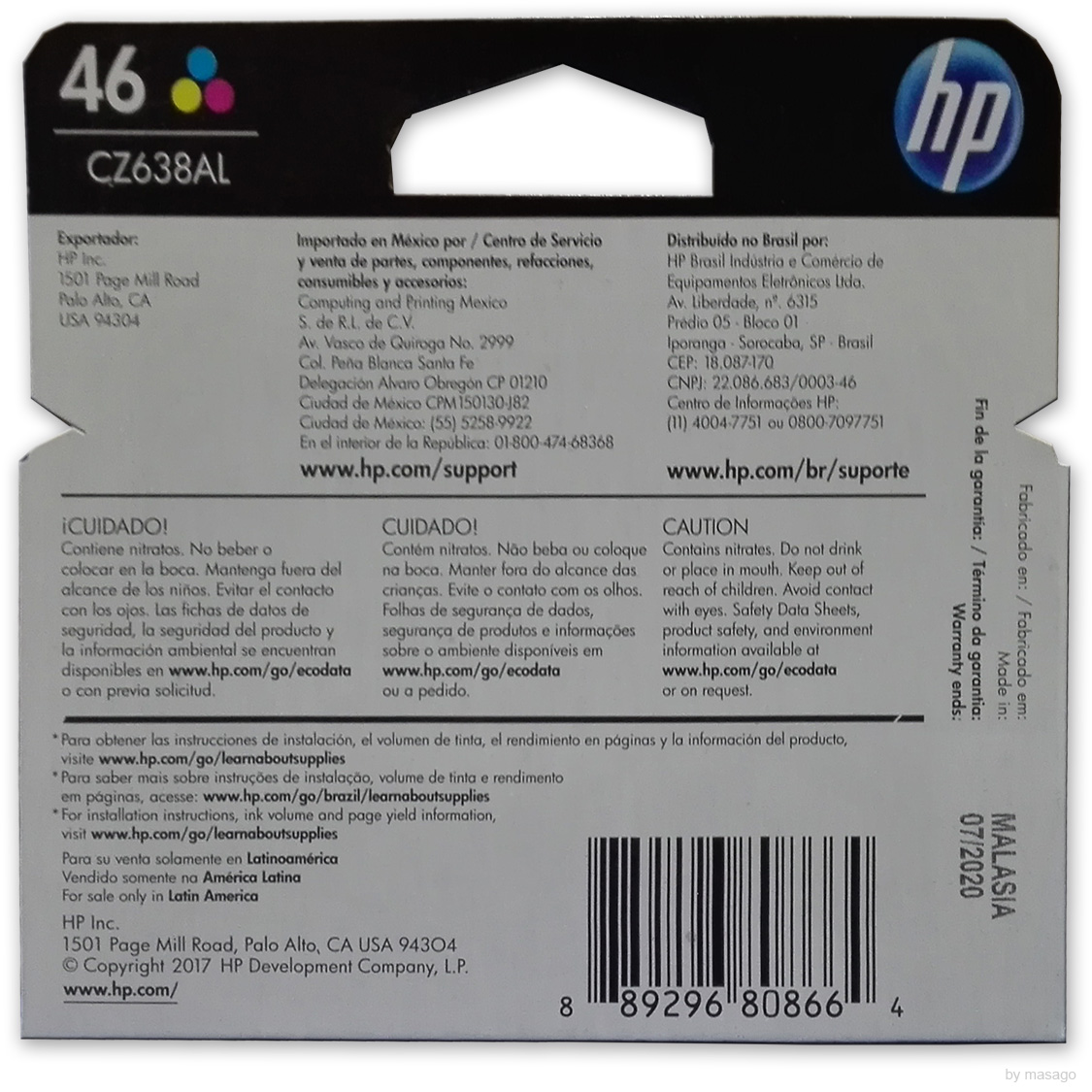 Combo 2 Cartucho Tinta Hp 46 1 Negro Cz637al 1 Color Cz638al