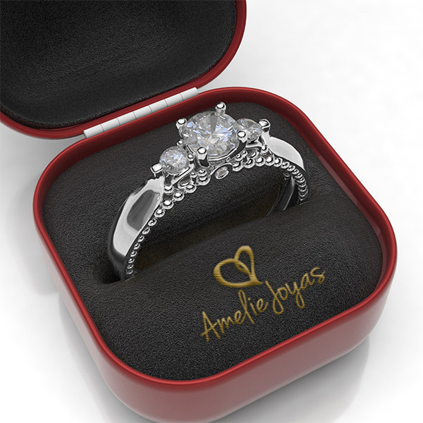 Anillo de compromiso en Oro Blanco de 14k Amelie Joyas