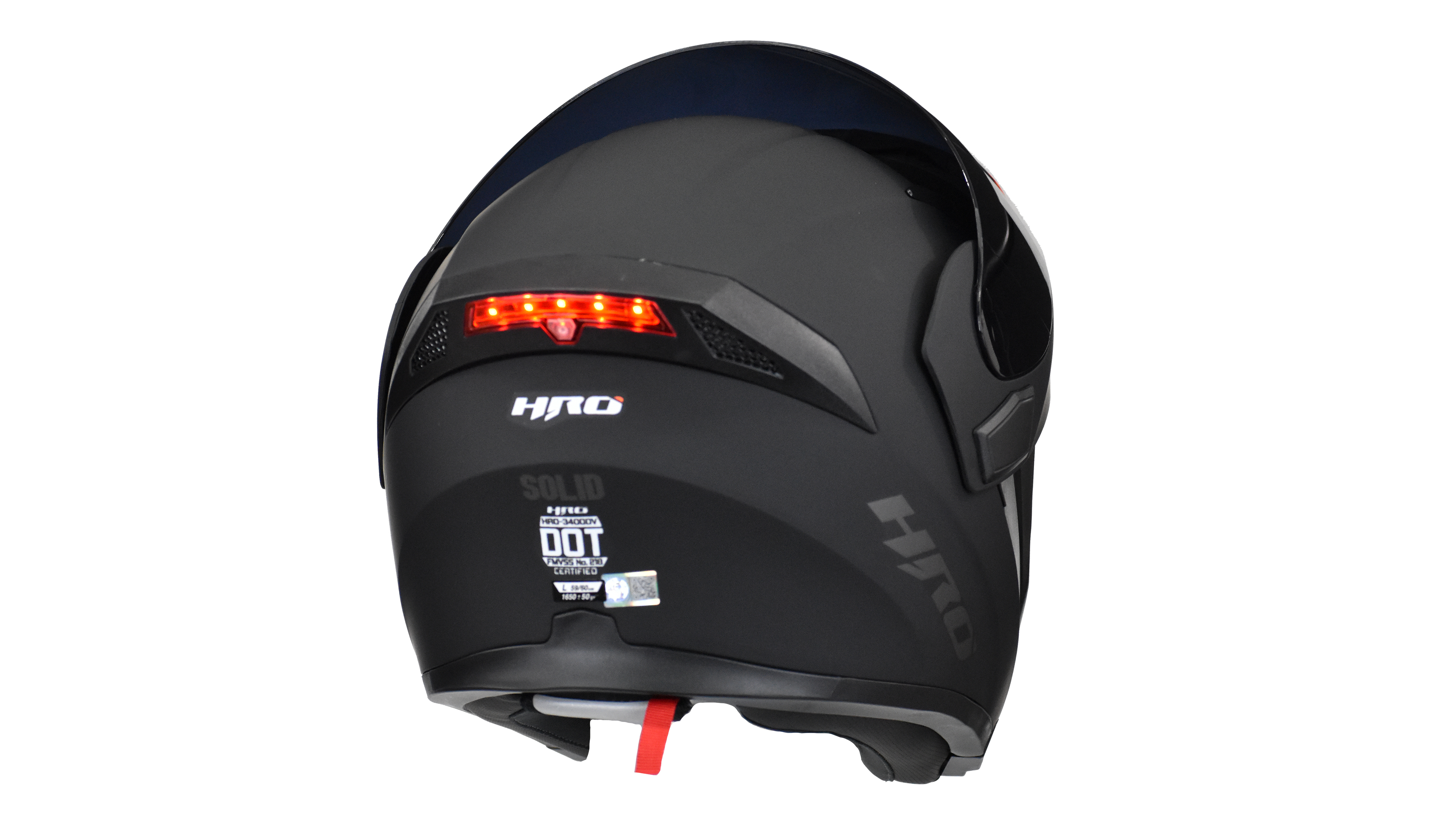 Casco Para Moto Abatible Hro 3400dv Negro Mate Con Luz Stop