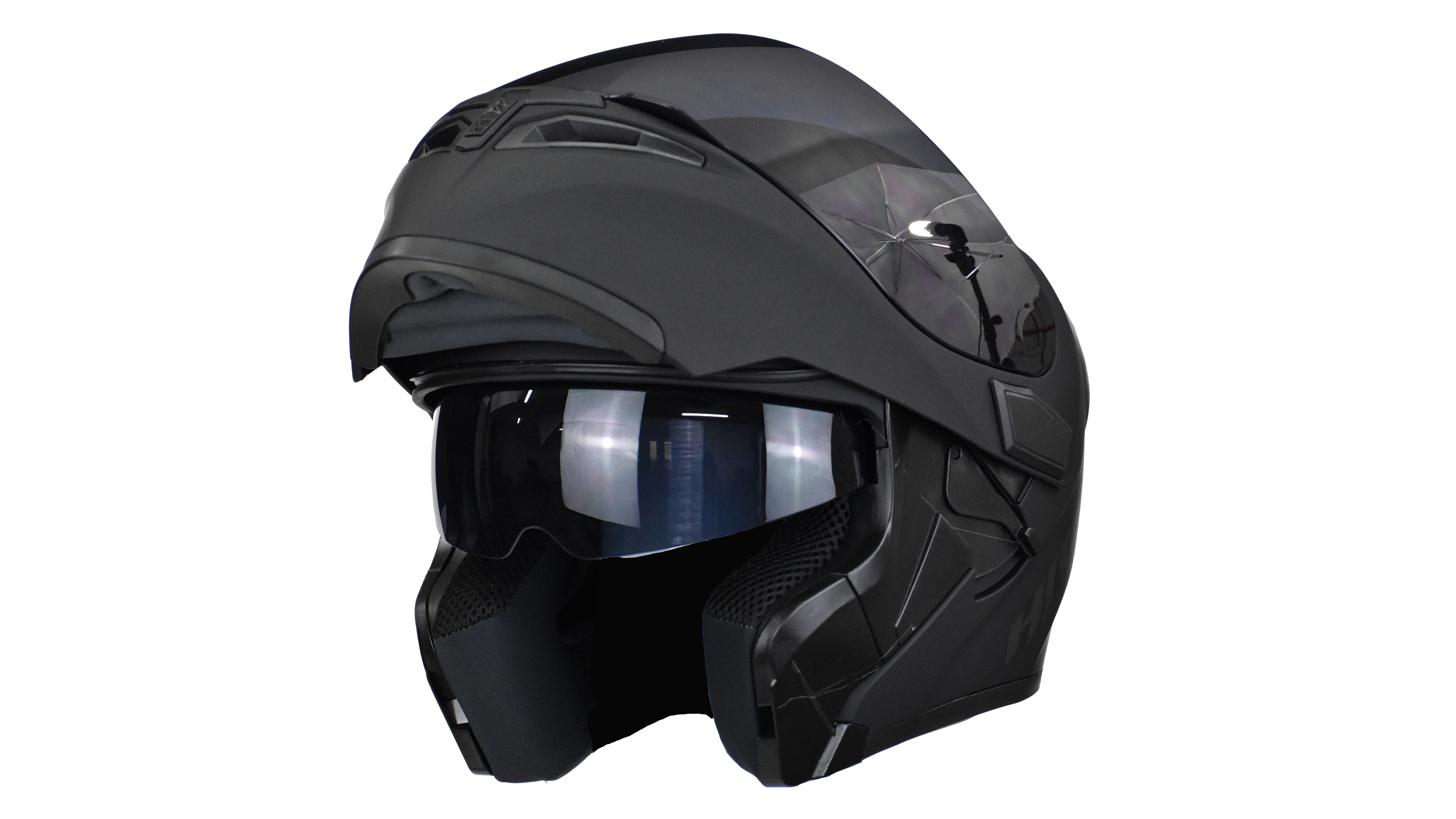 Casco Para Moto Abatible Hro 3400dv Negro Mate Con Luz Stop